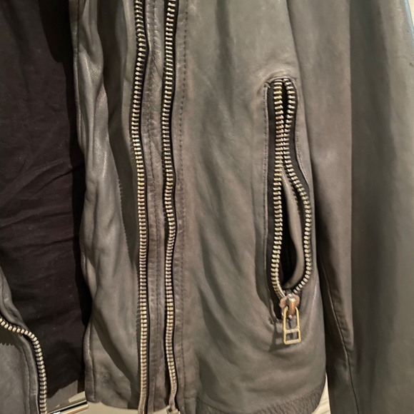 Goosecraft Grey Leather Biker Jacket - Picture 6 of 6